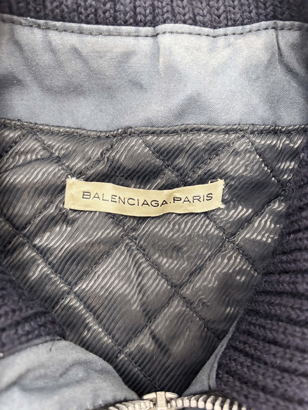 Balenciaga F/W 2003 navy ribbed collar jacket — JAMES VELORIA